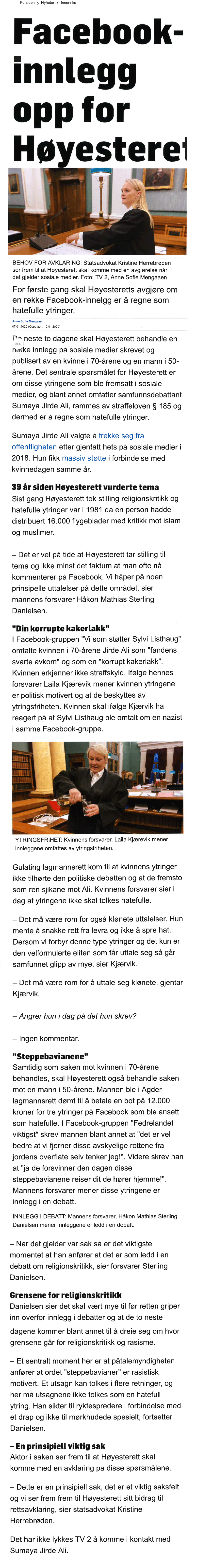Menneskerettighetsadvokater. Hatefulle ytringer på Facebook (2). Advokat Danielsen & Co. Per Danielsen. Advokat i Oslo.