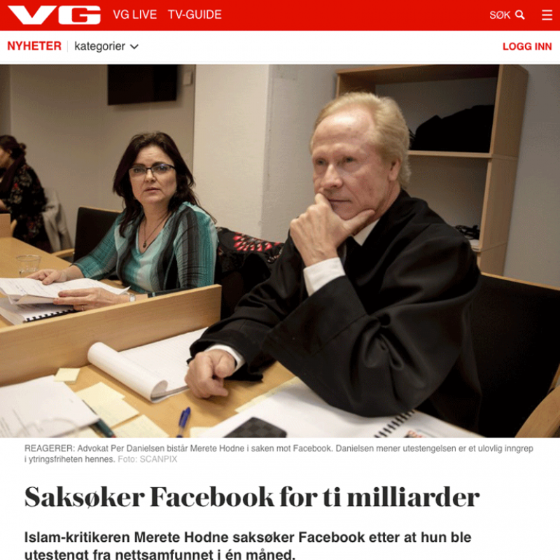 Saksøker Facebook for 10 milliarder. Advokat Danielsen & Co. Per Danielsen. Advokat i Oslo.