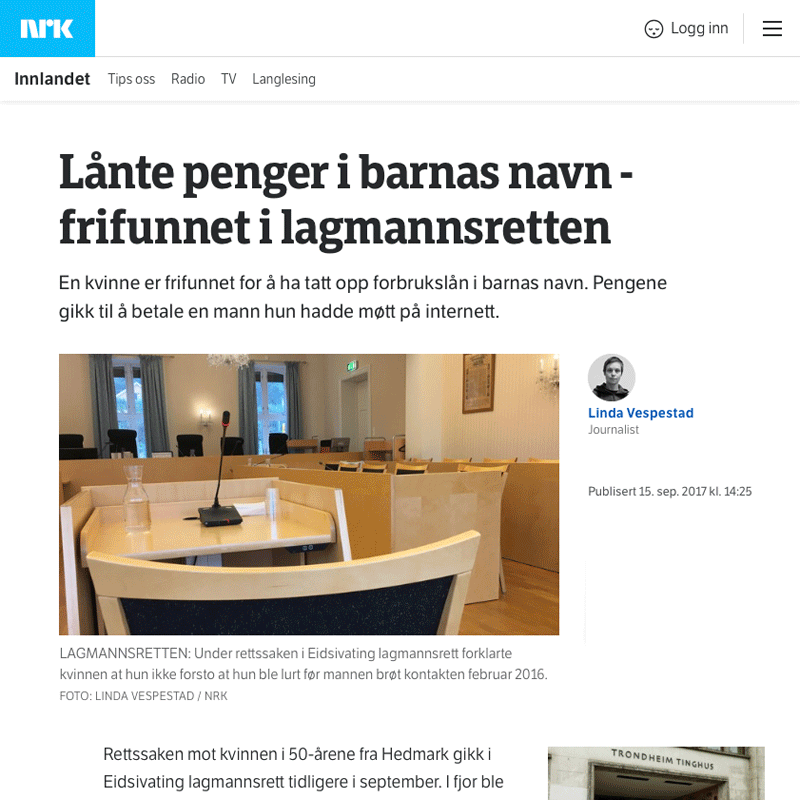 Frifunnet for bedrageri. Advokat Danielsen & Co. Per Danielsen. Advokat i Oslo.