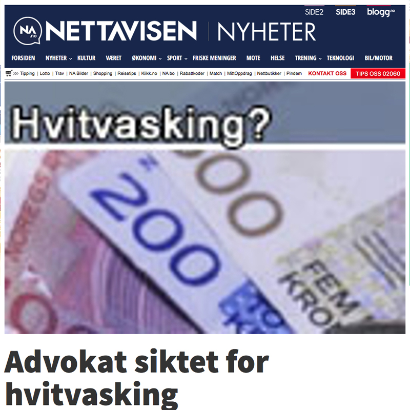 Advokat siktet for hvitvasking. Advokat Danielsen & Co. Per Danielsen. Advokat i Oslo.