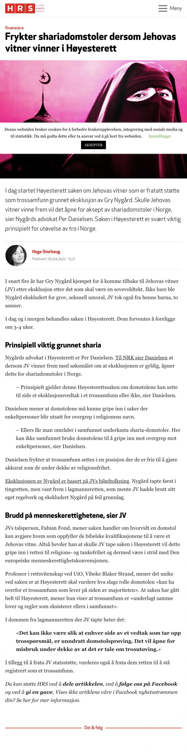 Advokat i Oslo. Alle advokattjenester. Finansforbrytelser advokat, id tyveri advokat, ærekrenkelse advokat|Foreningsrett: Frykter Sharia-domstoler (2)