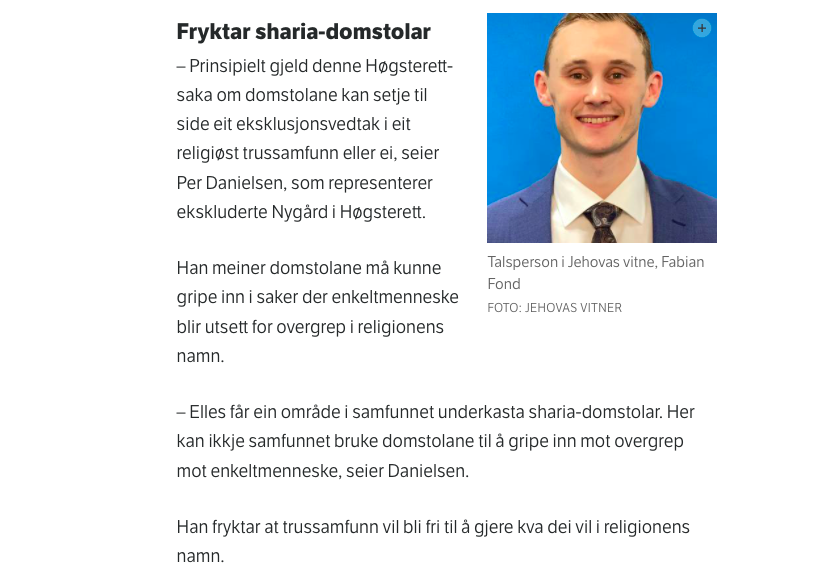 Advokat i Oslo. Alle advokattjenester. Finansforbrytelser advokat, id tyveri advokat, ærekrenkelse advokat|Foreningsrett: Frykter Sharia-domstoler (1)