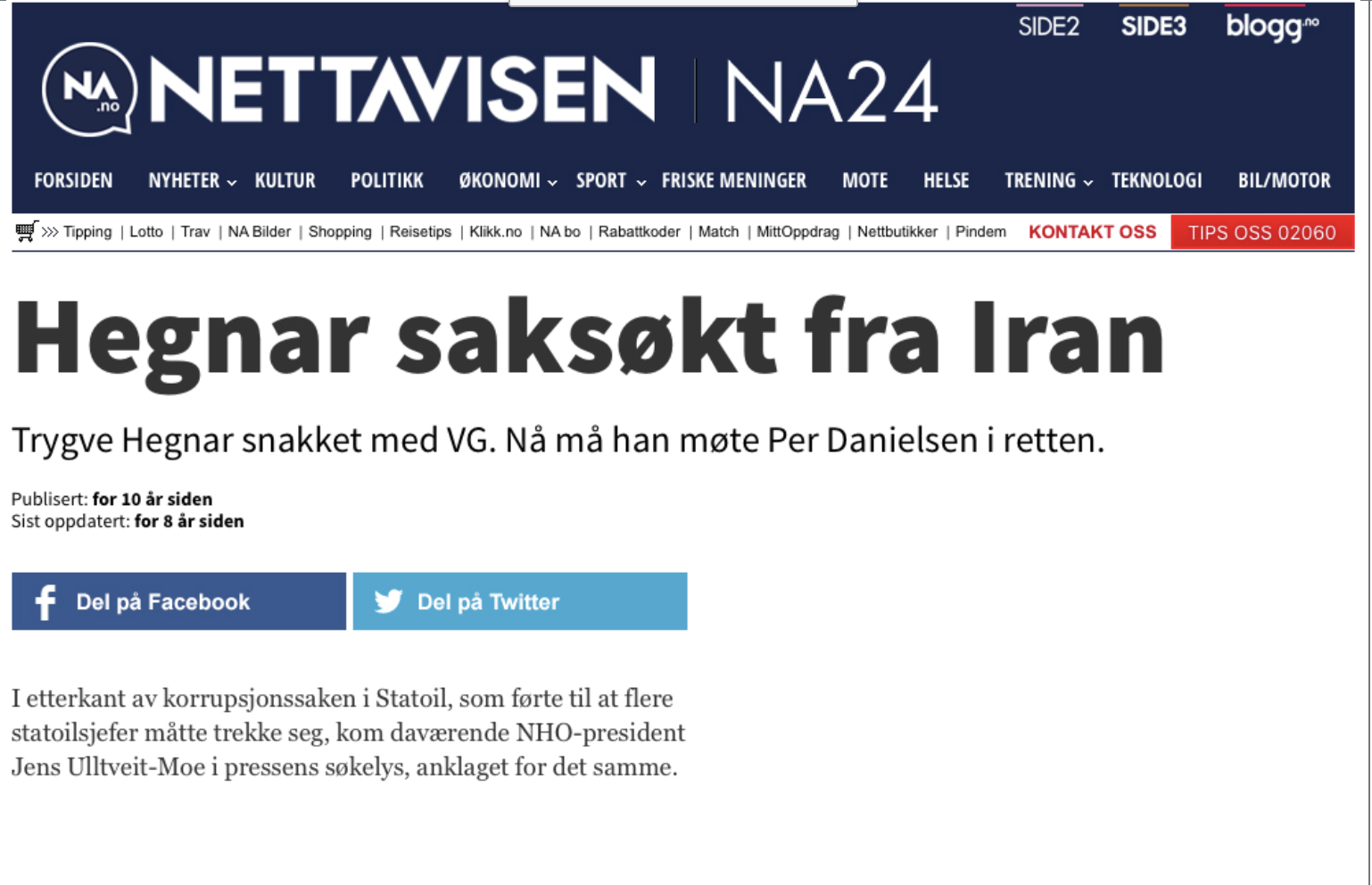 Advokat i Oslo. Alle advokattjenester. Finansforbrytelser advokat, id tyveri advokat, ærekrenkelse advokat | Ærekrenkelse: Hegnar saksøkt fra Iran
